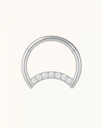 Titanium Ring Piercing met Kristallen Boog - Rowan
