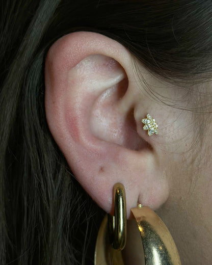 Titanium Lotus Piercing met Kristallen - Selena