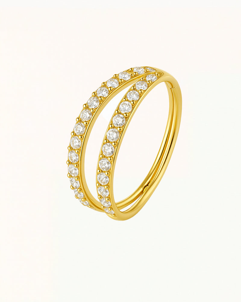Titanium Dubbele Ring met Steentjes Piercing - Selma