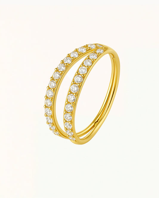 Titanium Dubbele Ring met Steentjes Piercing - Selma