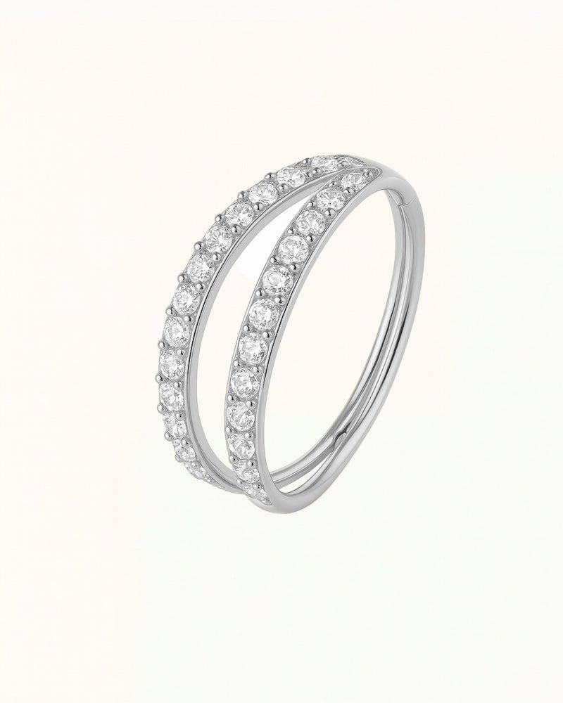 Titanium Dubbele Ring met Steentjes Piercing - Selma