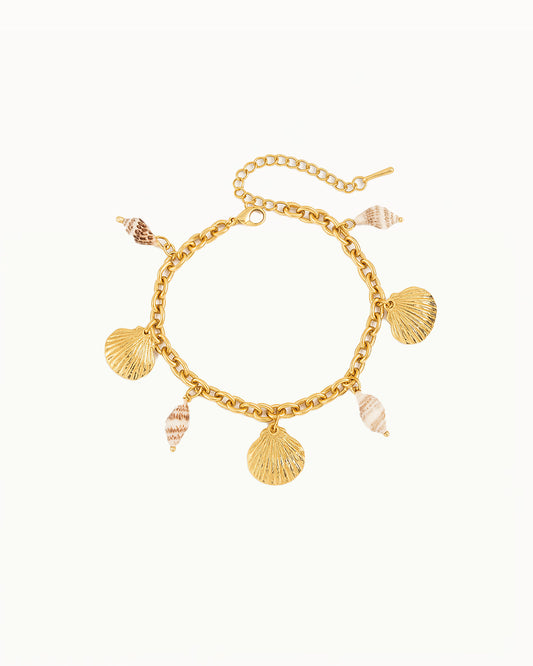 Gouden Schakelarmband met Schelp Bedels - Adisa