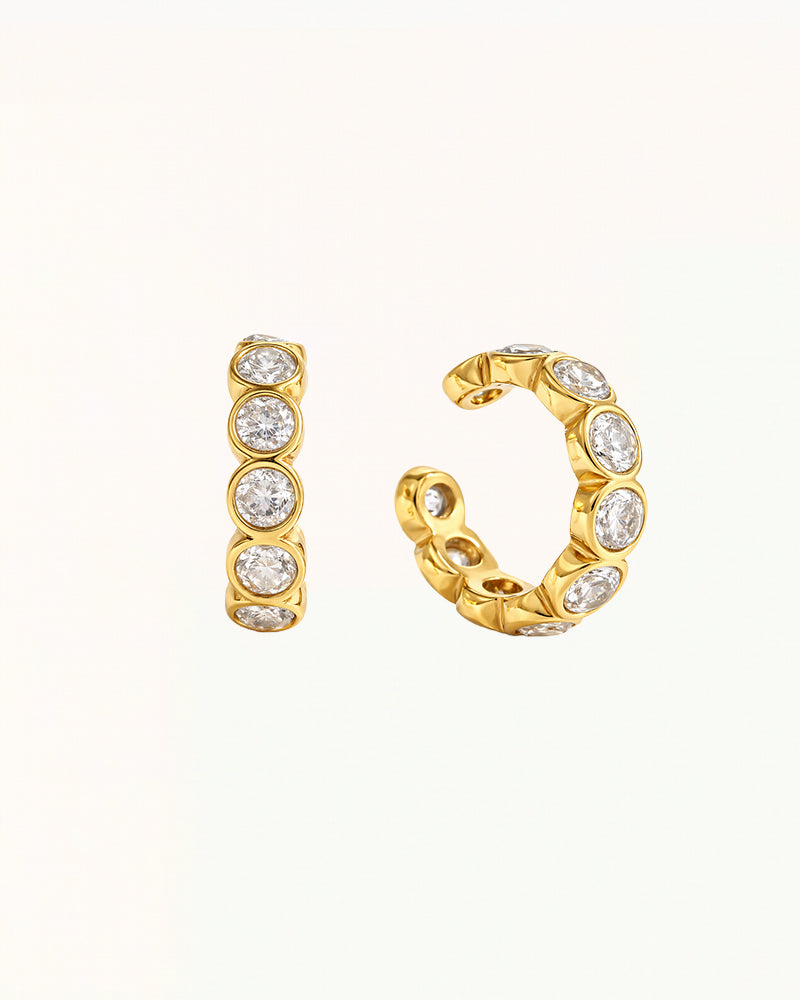 Ear Cuff met Grote Ronde Kristallen - Hawa