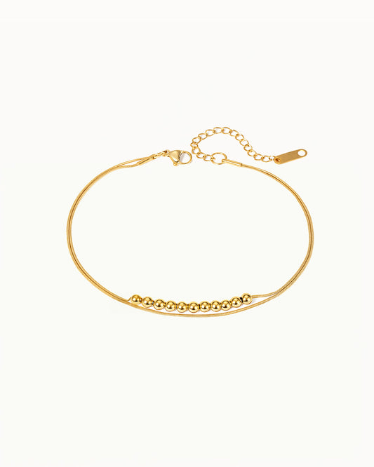 Goudkleurige Enkelband met Kleine Bolletjes - Chana