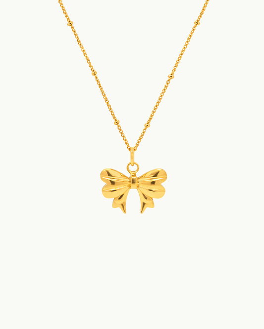 Goudkleurige Ketting met Strik Hanger - Adele