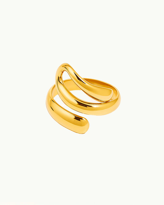 Gouden Open Golvende Ring - Davina - R87