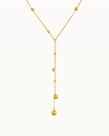 Gouden Y-Ketting met Minimalistische Kralen - Nyra