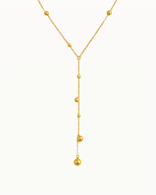 Gouden Y-Ketting met Minimalistische Kralen - Nyra