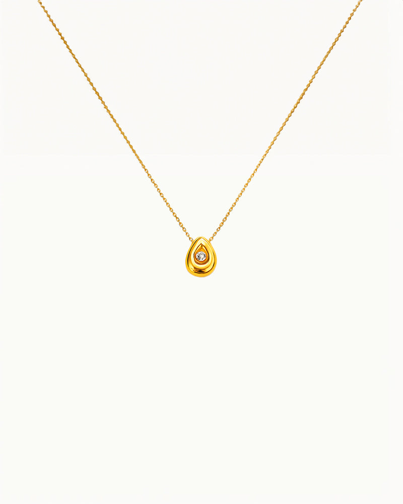 Ketting met Traanvormige Hanger en Kristal - Odette