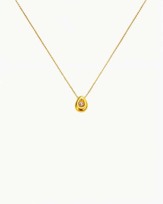 Ketting met Traanvormige Hanger en Kristal - Odette