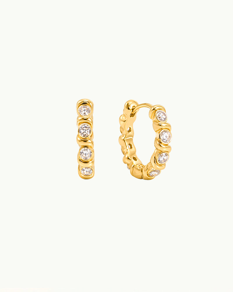 Gouden Statement Hoop Oorbellen met Kristallen - Nine