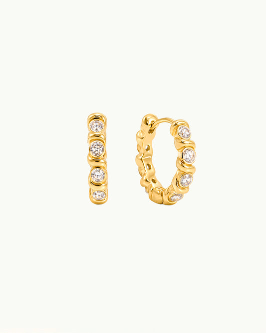 Gouden Statement Hoop Oorbellen met Kristallen - Nine