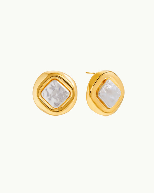 Gouden Oorbellen met Parel Accent - Alexis