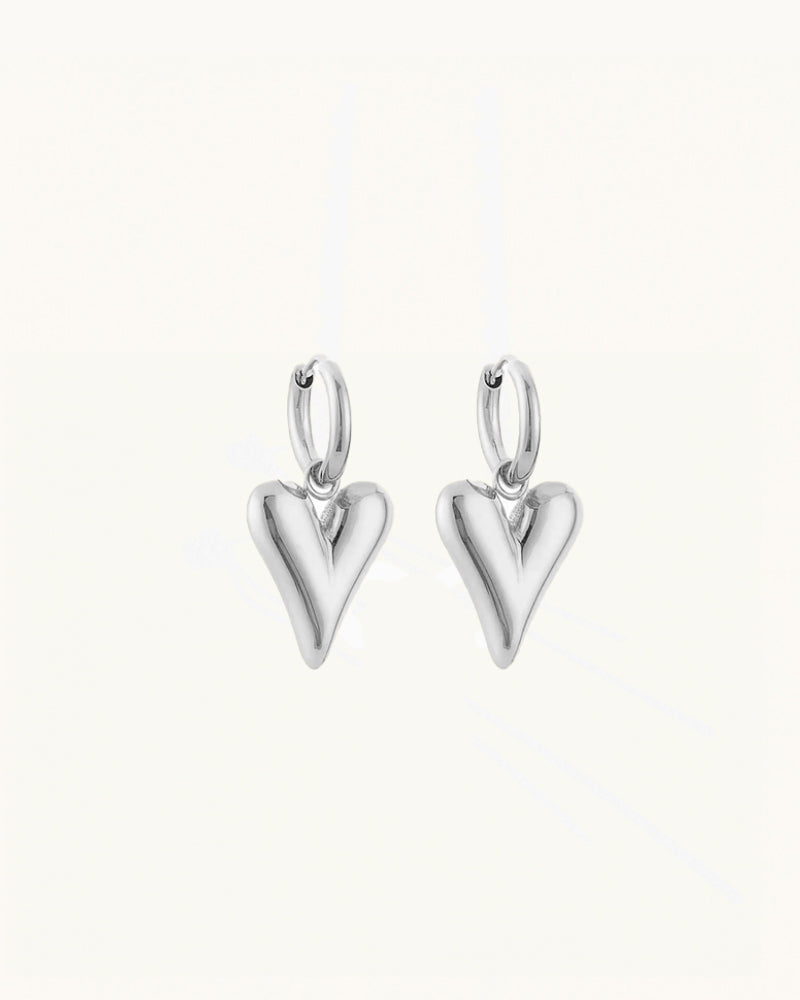 Gold Earrings with Heart Pendant - Rowena