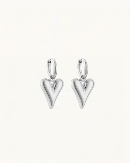 Gold Earrings with Heart Pendant - Rowena