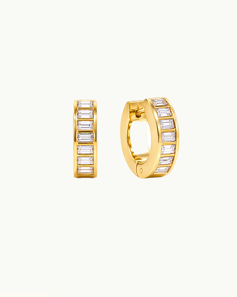 Gouden Baguette Hoop Oorbellen - Paula