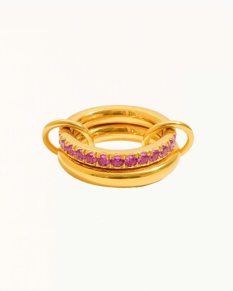 Gold Ring with Different Colored Stones - Isabella - R78
