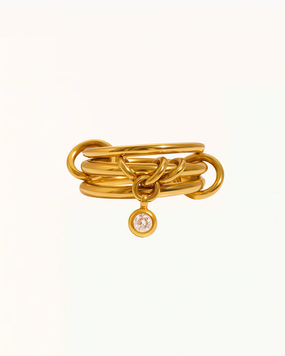Goldring mit Anhänger und Stein - Kaia - R79