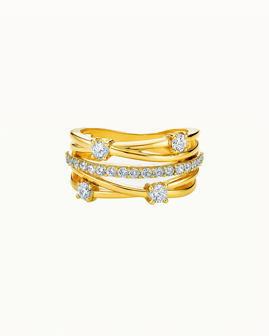 Gouden Kristallen Stack Ring - Lisa - R77