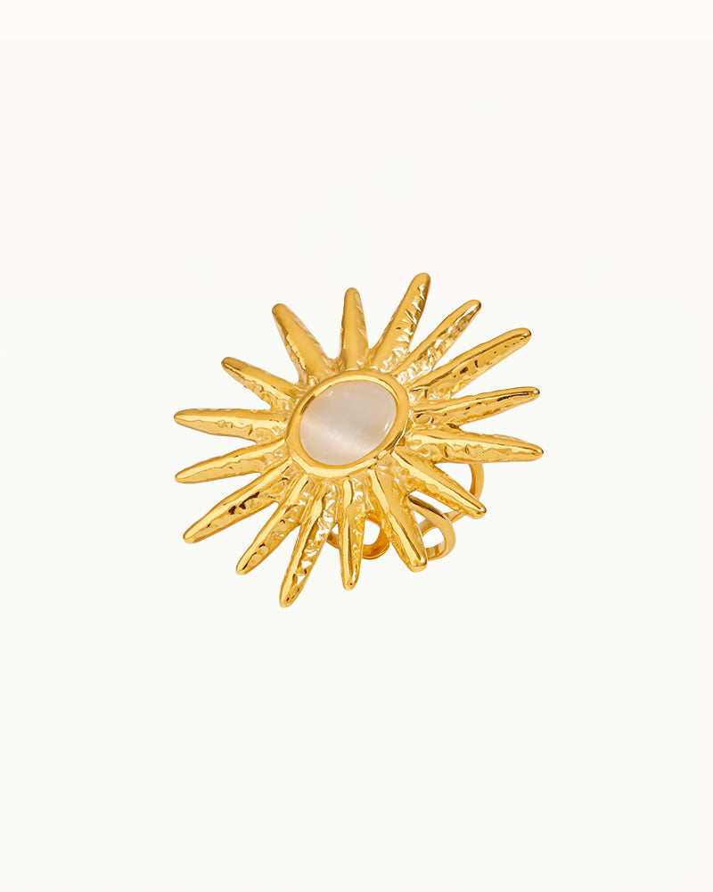 Gouden Ring met Zon Design - Verstelbaar - Suze - R75