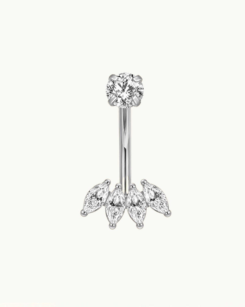Titanium Navelpiercing Blaadjes met Steentjes - Deborah