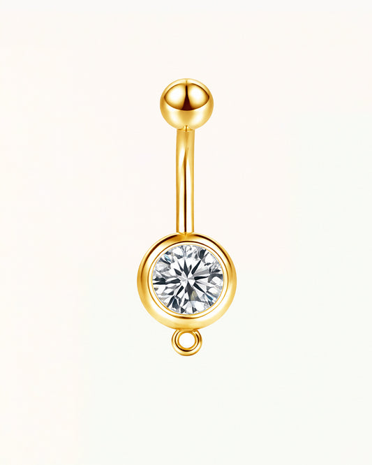 Titanium Navelpiercing met Kristal en Hanger-oogje - Kelsey