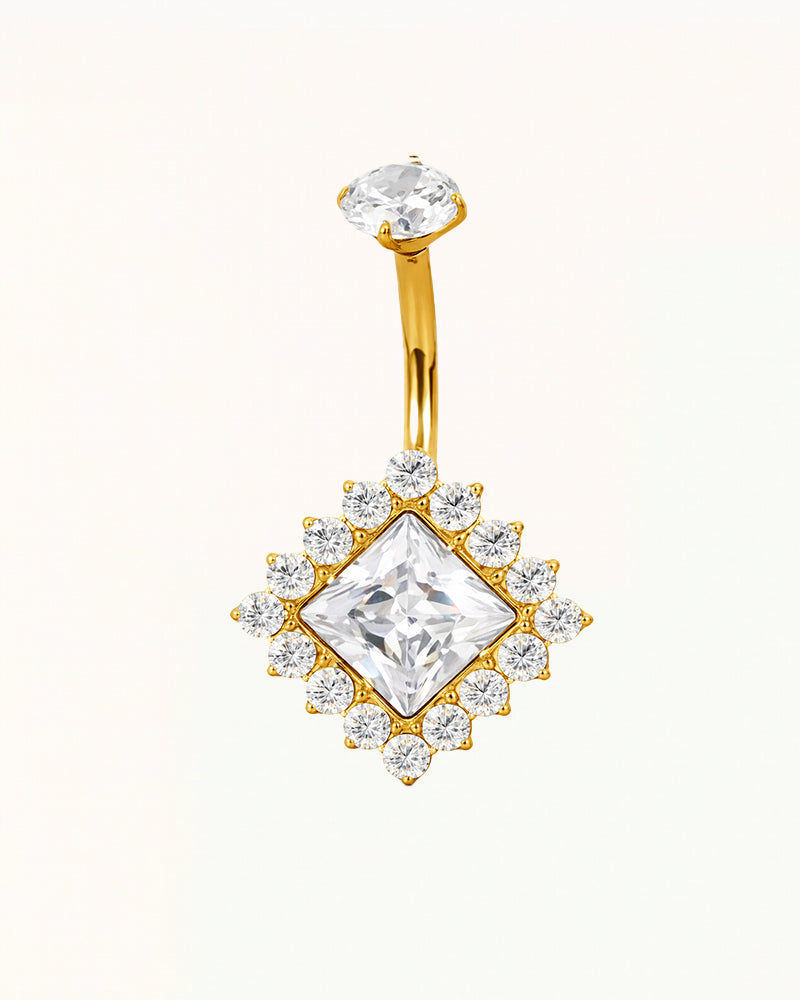 Titanium Navelpiercing met Vierkante Kristallen - Lulu