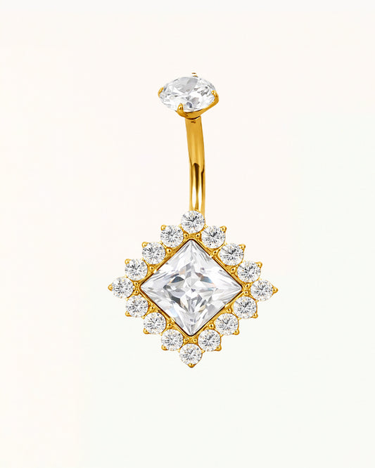 Titanium Navelpiercing met Vierkante Kristallen - Lulu