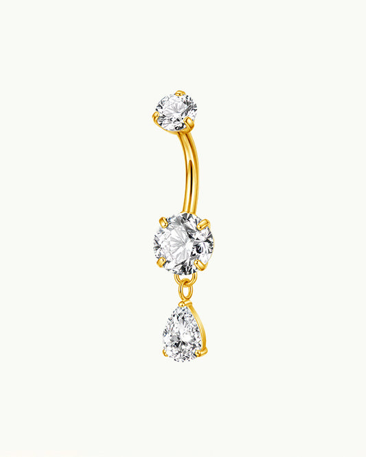 Titanium Navelpiercing Dubbele Steen met Druppel Hanger - Marlies