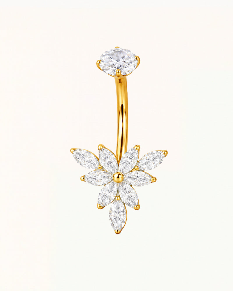 Titanium Navelpiercing met Bloem Marquise Kristallen - Misha