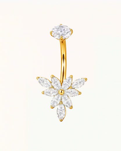 Titanium Navelpiercing met Bloem Marquise Kristallen - Misha