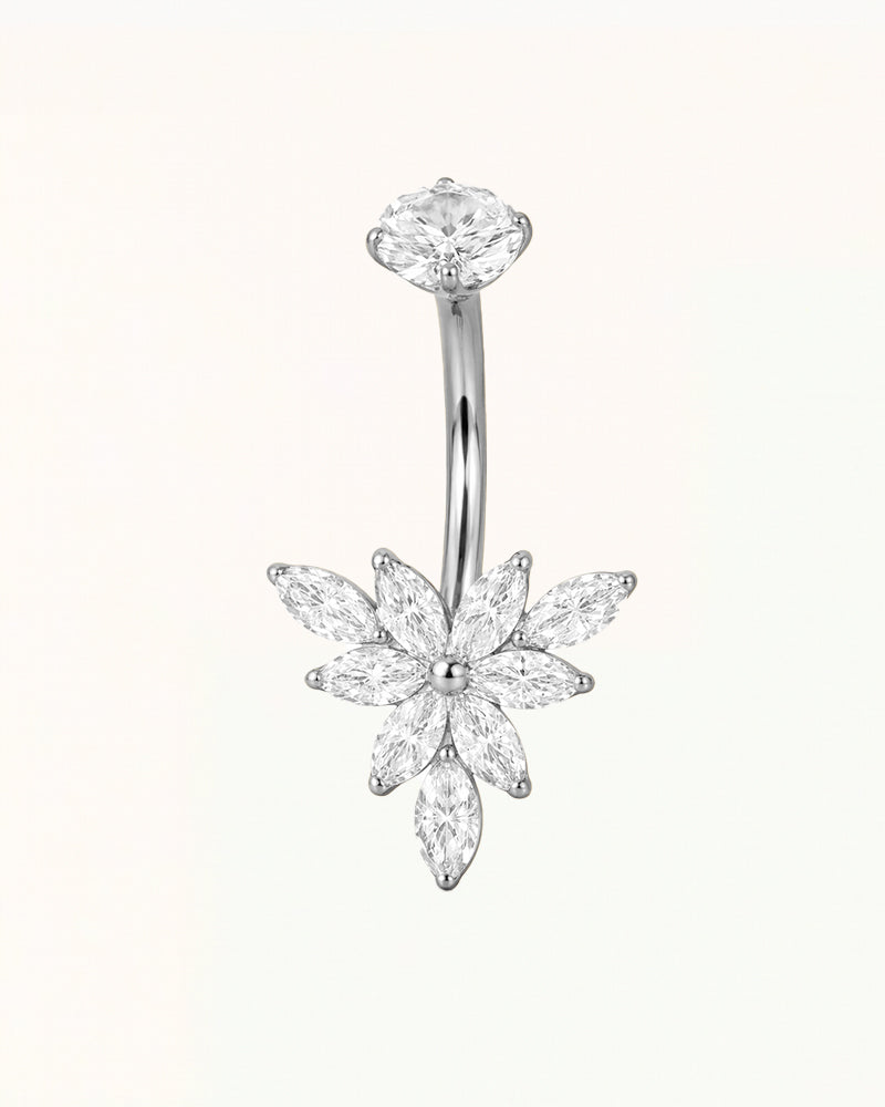 Titanium Navelpiercing met Bloem Marquise Kristallen - Misha