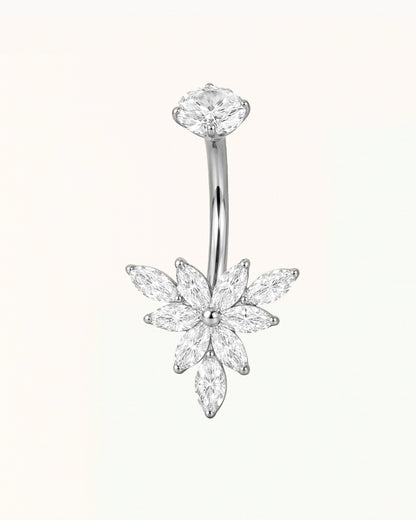 Titanium Navelpiercing met Bloem Marquise Kristallen - Misha