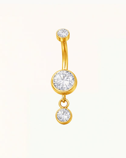 Titanium Navelpiercing met Hanger en Ronde Kristallen - Polly
