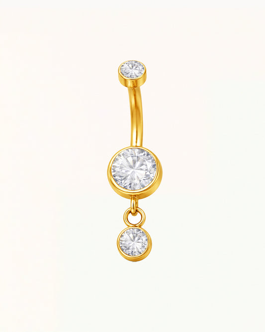 Titanium Navelpiercing met Hanger en Ronde Kristallen - Polly