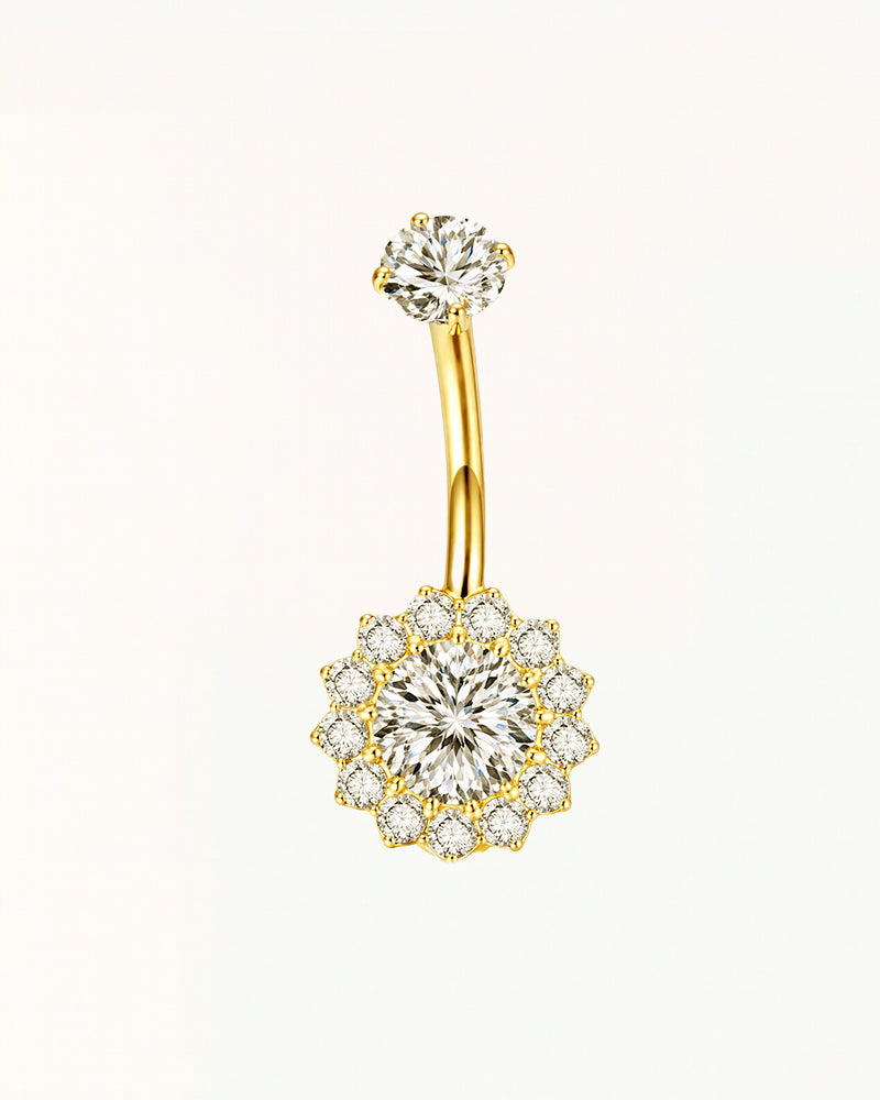 Titanium Navelpiercing met Zonvormig Kristallen - Sydney