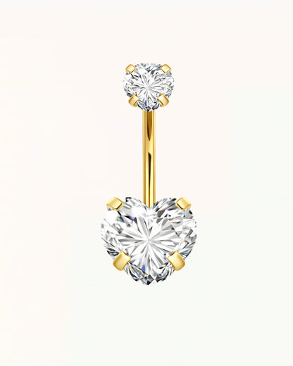Titanium Navelpiercing met Hartvormige Kristallen - Zelda