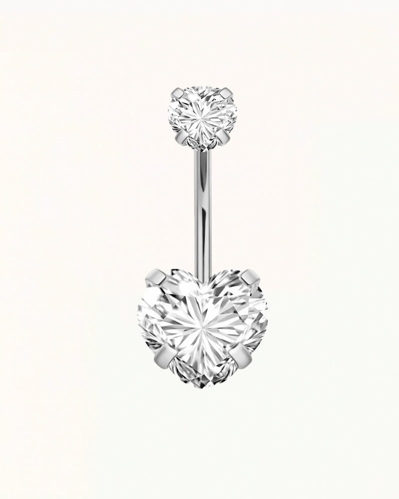 Titanium Navelpiercing met Hartvormige Kristallen - Zelda
