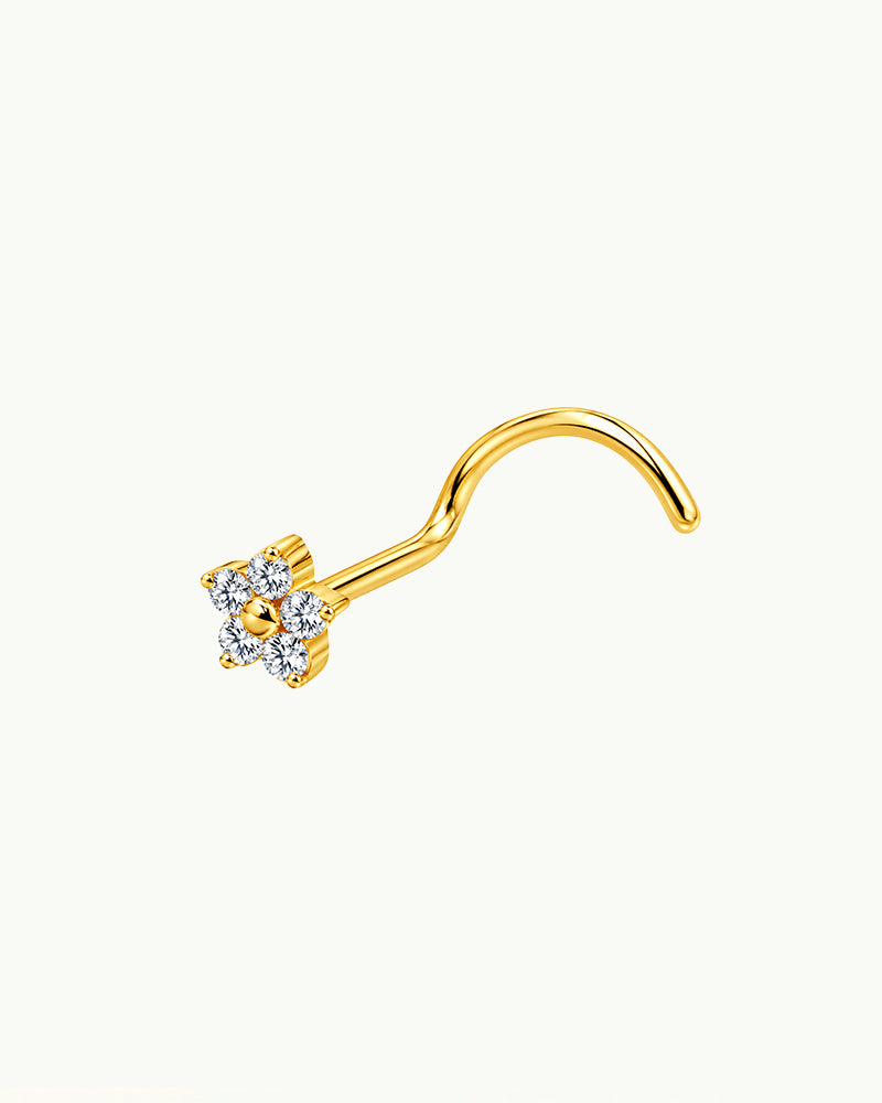 Titanium Neuspiercing Bloem met Steentjes - Cherry