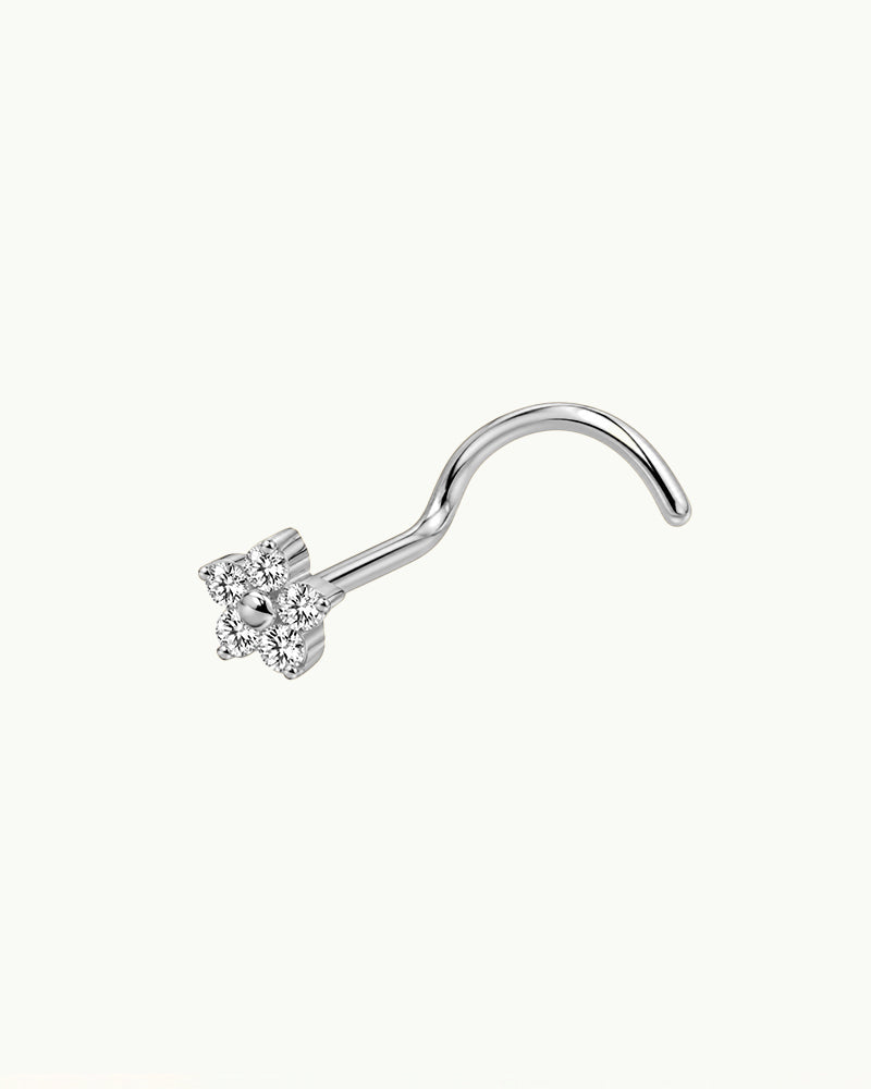 Titanium Neuspiercing Bloem met Steentjes - Cherry
