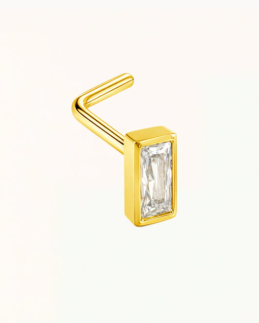 Neuspiercing L-vorm met Rechthoekige Kristal - Thalia