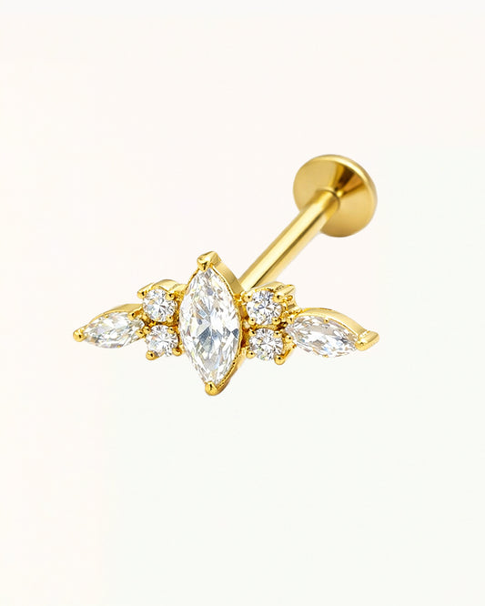 Titanium Ornate Piercing with Sparkling Stones - Alba