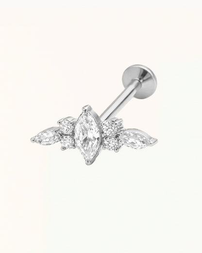 Titanium Ornate Piercing with Sparkling Stones - Alba