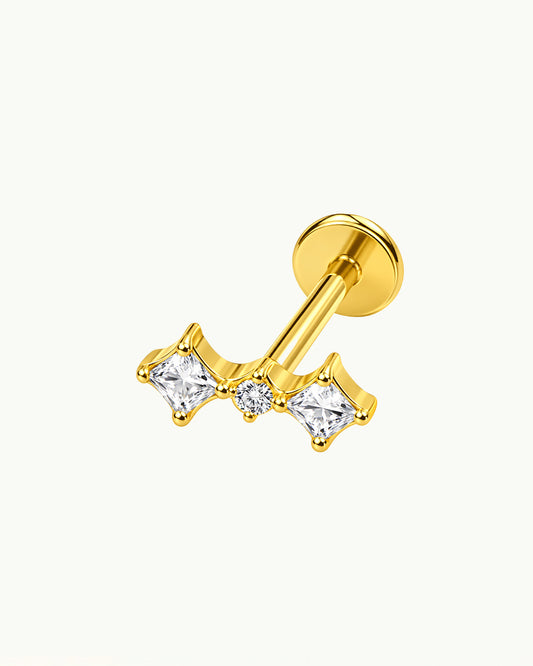 Titanium Oorpiercing Drie Steentjes - Amalya
