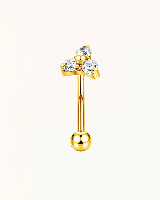 Titanium Rook Piercing with Three Stones - Caitlin