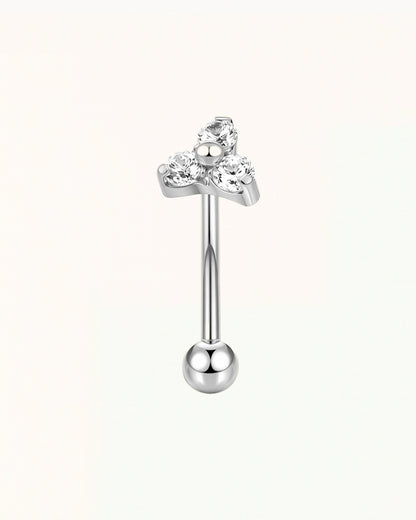 Titanium Rook Piercing with Three Stones - Caitlin