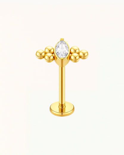 Titanium Marquise Kristal Piercing met Bolletjes - Claire