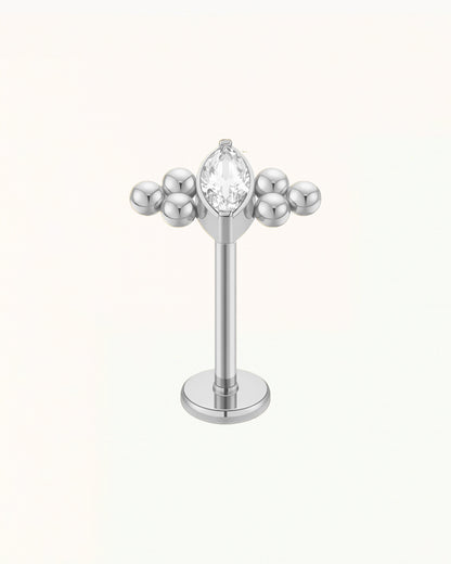 Titanium Marquise Kristal Piercing met Bolletjes - Claire