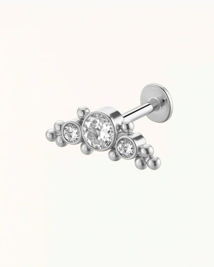 Titanium Three Stone Cluster Piercing with Beads - Clementine