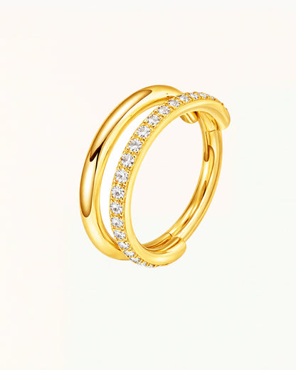 Titanring-Piercing mit Außenring und Kristallen - Elara